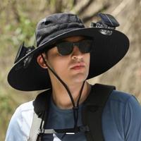 Outdoor Wide-brimmed Sun Hat with Solar Fan, Unisex Fishing Solar Fan Hat, Fisherman's Hat with Built-in Fan, Suitable for Fi...
