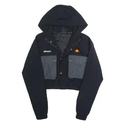 ELLESSE Cropped Womens Jacket Black Nylon Hooded S