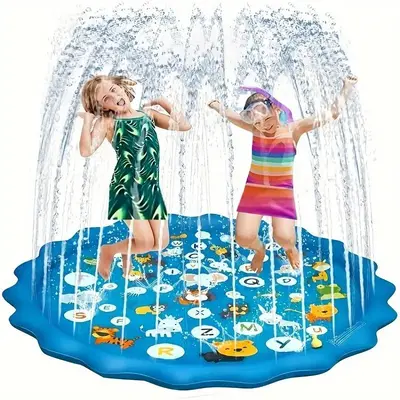 Water Splash Pad, Splash Proof Water Play Pad, Outdoor Lawns, Beaches, Gardens, Summer Parks and Yard Toys, Inflatable Water ...