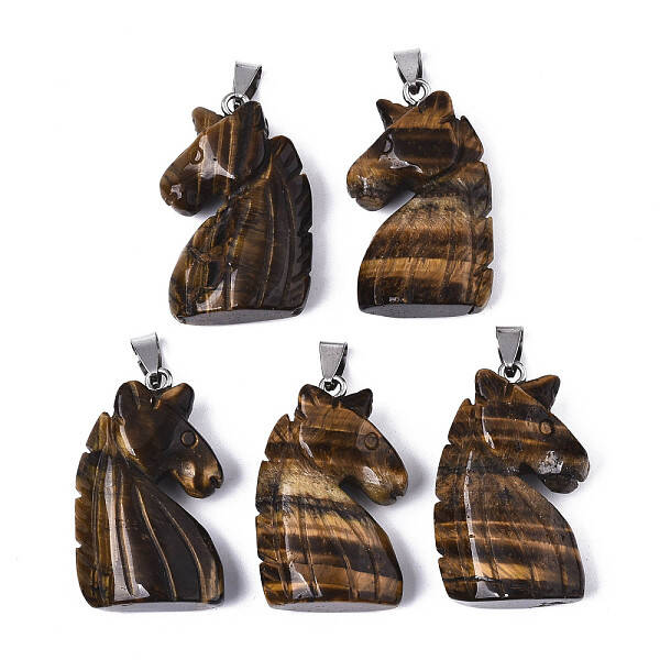 Carved Natural Tiger Eye Pendants