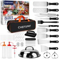 36-Piece Stainless Steel Griddle Accessories Kit for Blackstone, Weber and other Griddles - Flat Top Cooking Bbq Grill with C...