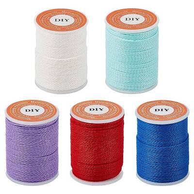 5 Rolls 5 Colors Round Waxed Polyester Cord