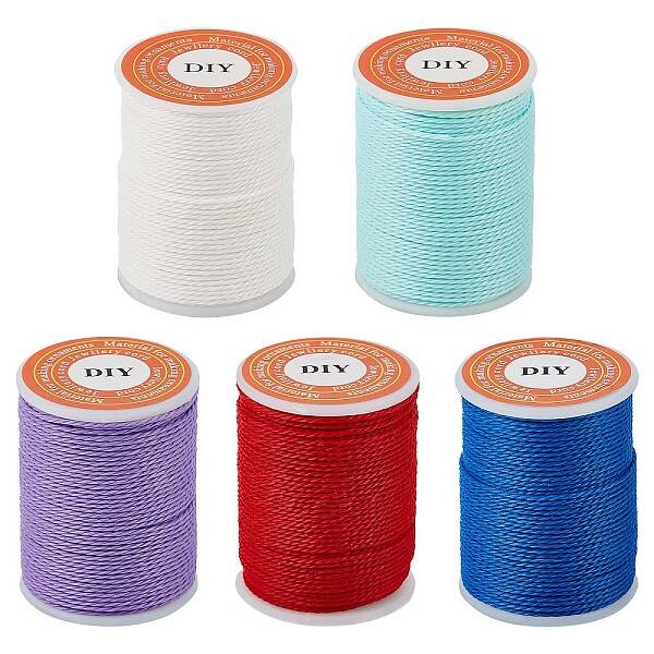 5 Rolls 5 Colors Round Waxed Polyester Cord