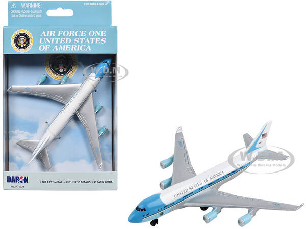 Air Force One Aircraft United States of America White with Blue Stripes Diecast Model Airplane by Daron