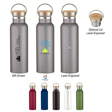 36 Custom 21 oz Tipton Stainless Steel Bottle With Bamboo Lid - ...
