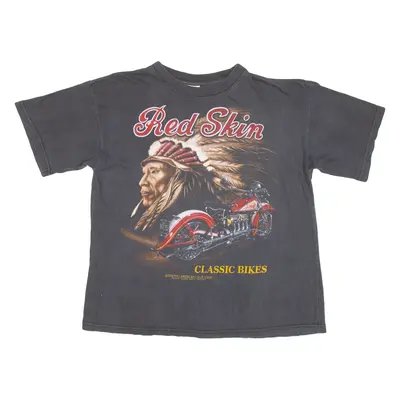 Red Skin Classic Bikes Mens Biker T-Shirt Grey Crew Neck L