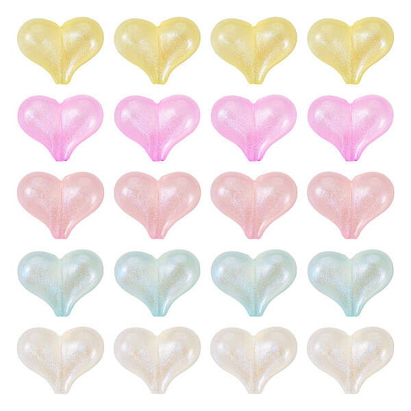 50Pcs 5 Colors Rainbow Iridescent Plating Acrylic Beads