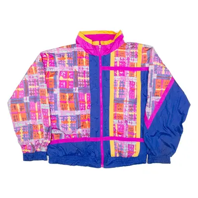 LONDON FOG Womens Shell Jacket Blue 90s Geometric L