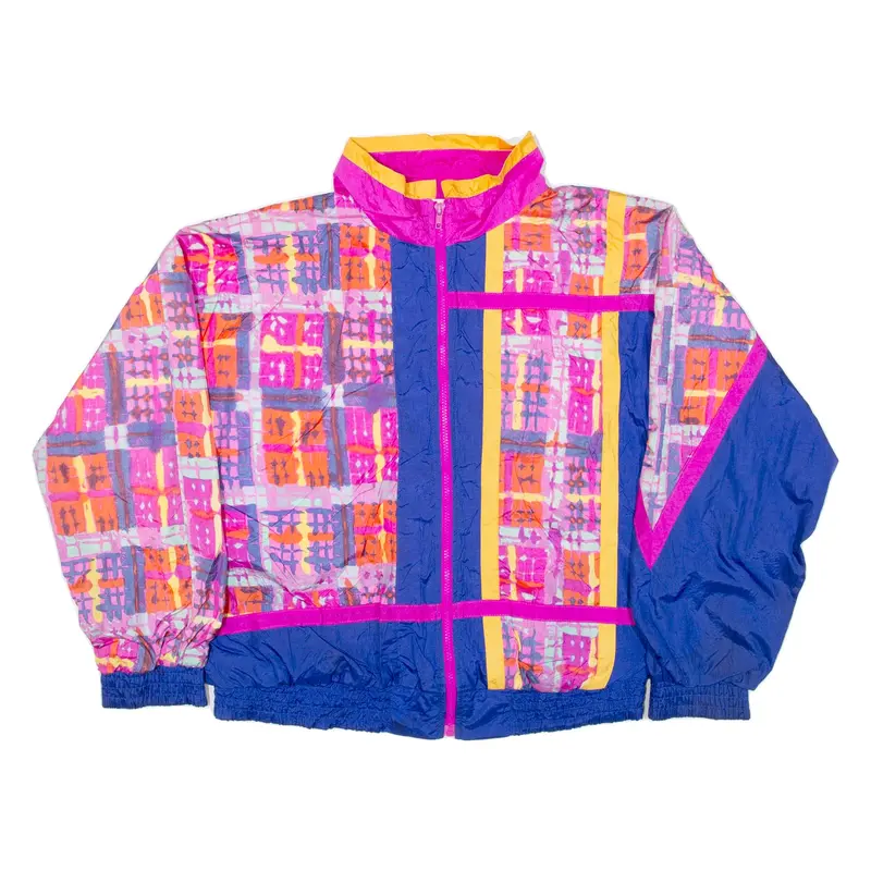 LONDON FOG Womens Shell Jacket Blue 90s Geometric L