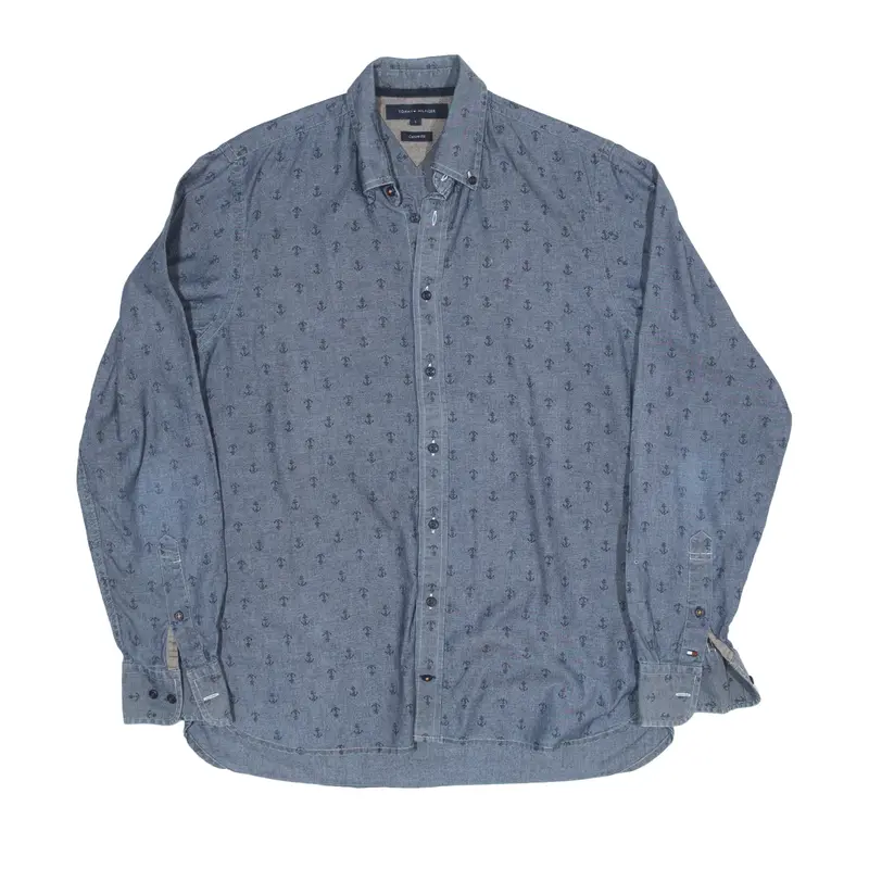 TOMMY HILFIGER Shirt Blue Long Sleeve Mens S