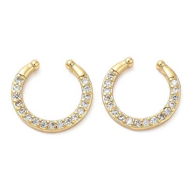 Rack Plating Brass Cuff Earrings with Rhinestone