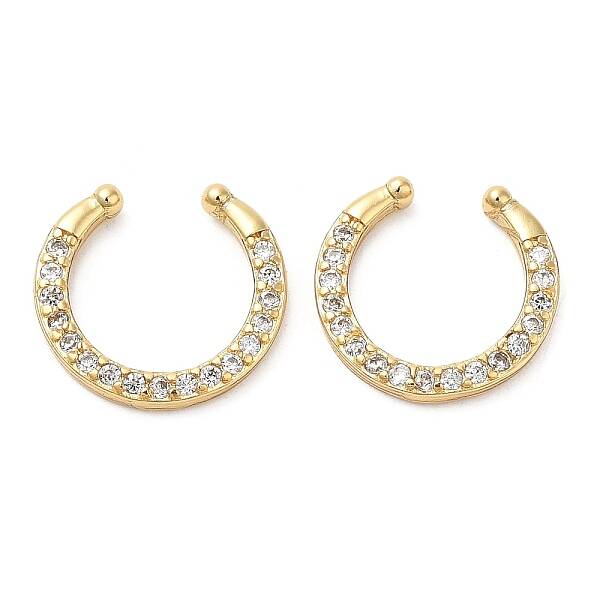 Rack Plating Brass Cuff Earrings with Rhinestone