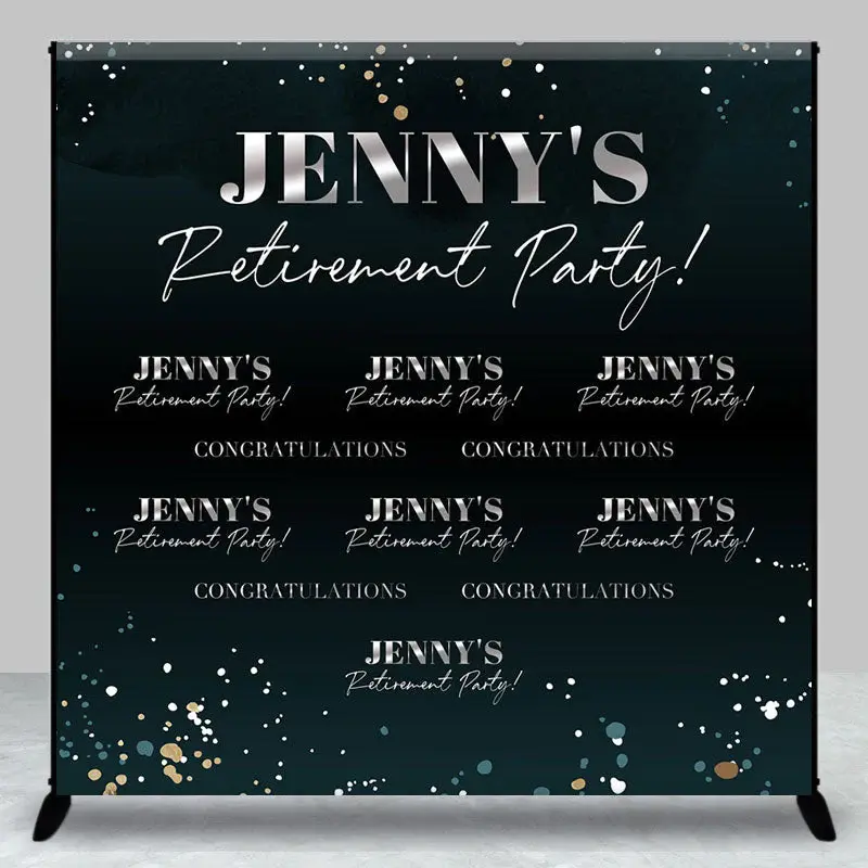 Custom Name Glitter Green Retirement Party Backdrop - Aperturee