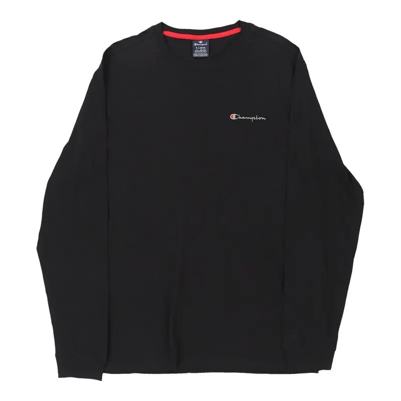 Champion Long Sleeve T-Shirt - XL Black Cotton