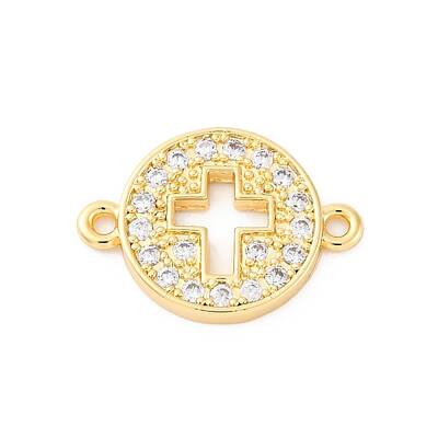 Brass Micro Pave Clear Cubic Zirconia Connector Charms
