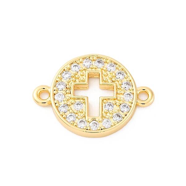 Brass Micro Pave Clear Cubic Zirconia Connector Charms