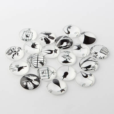 Retro Black and White Picture Glass Cabochons