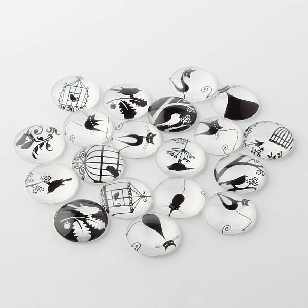 Retro Black and White Picture Glass Cabochons