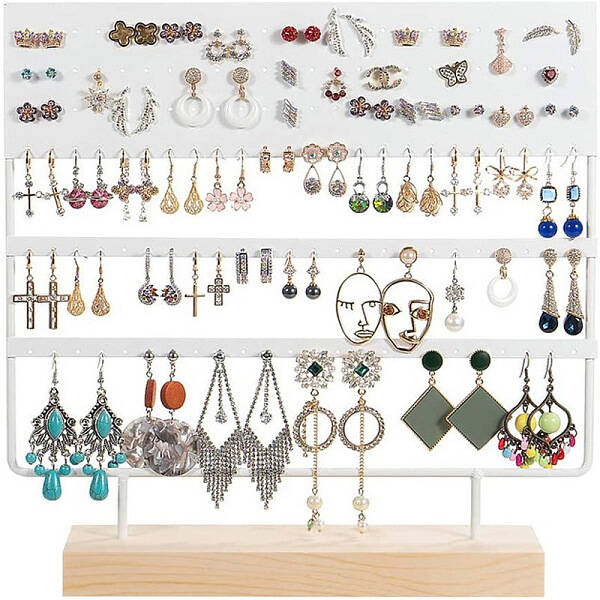 Triple Levels Rectangle Iron Earring Display Stand