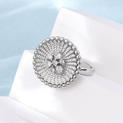 Brass Micro Pave Cubic Zirconia Cuff Rings