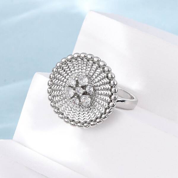 Brass Micro Pave Cubic Zirconia Cuff Rings