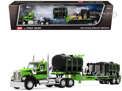 Kenworth W900 Day Cab with Demco 42' Liquid Fertilizer Tender Trailer Green and Black 1/64 Diecast Model by DCP/First Gear