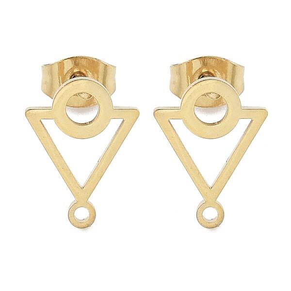 Triangle & Ring Ion Plating(IP) 304 Stainless Steel Stud Earring Findings