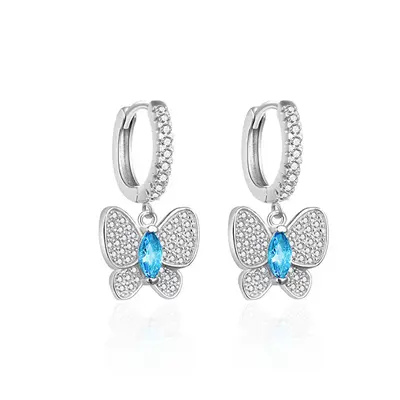 Agato Silver earrings for girls butterfly AGT-ED010KWBL