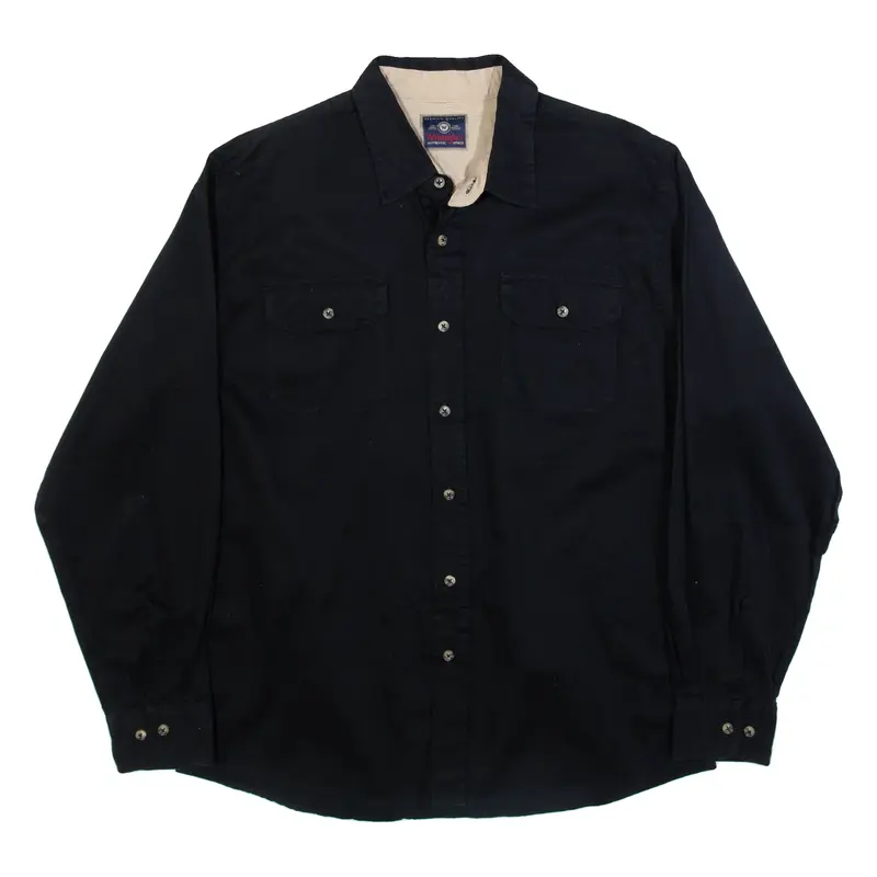WRANGLER Mens Plain Shirt Black Long Sleeve L
