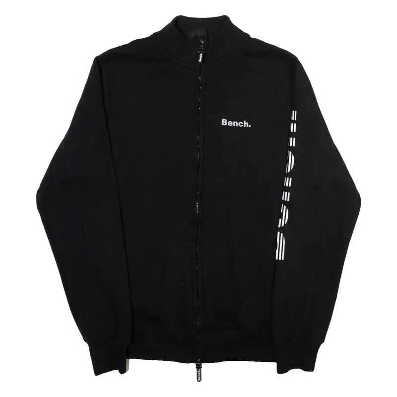 BENCH Full Zip Mens Sweatshirt Black High Neck M
