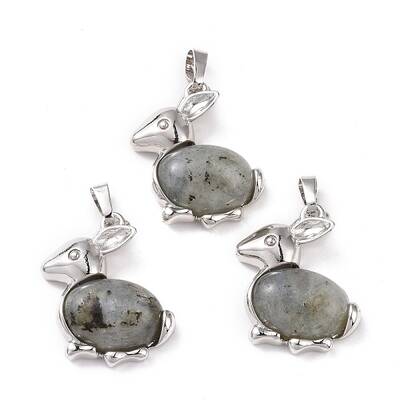 Natural Labradorite Bunny Pendants