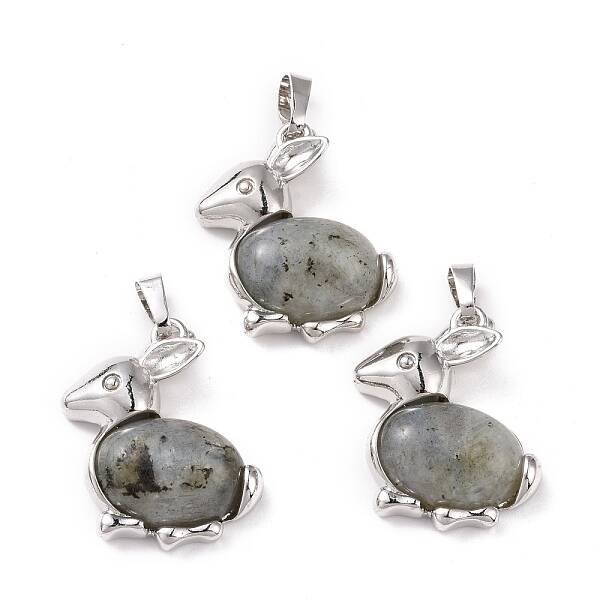 Natural Labradorite Bunny Pendants