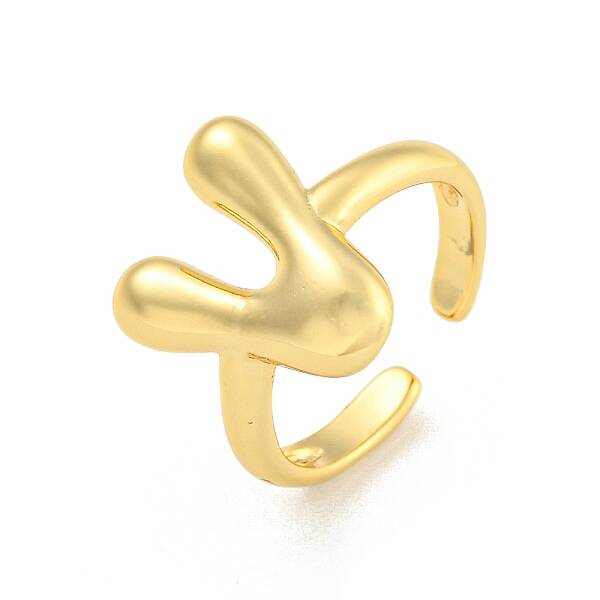 Brass Letter Open Cuff Rings for Women