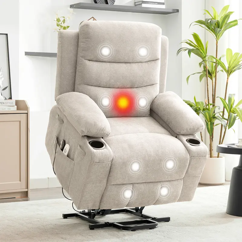 Garvee Power Lift Recliner Chair for Elderly, Oversized Electric Lift Chair with Heat and Massage, Corduroy Adjustable Reclin...