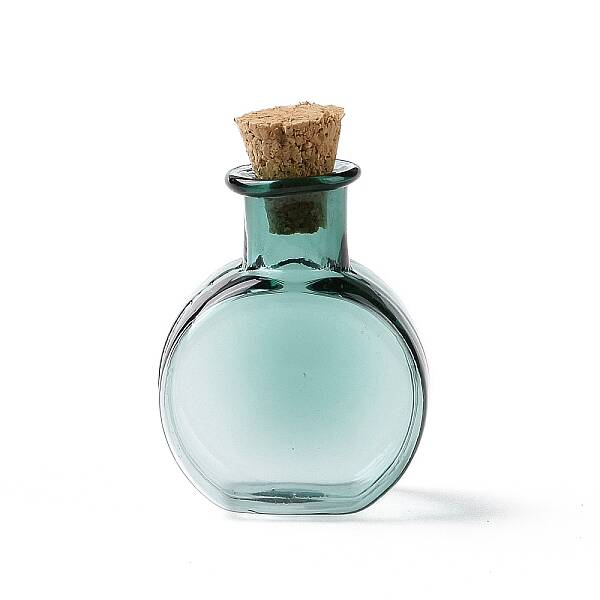 Flat Round Miniature Glass Bottles