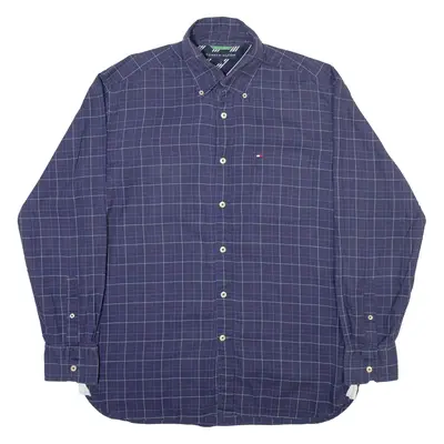 TOMMY HILFIGER Mens Shirt Blue Check Long Sleeve L