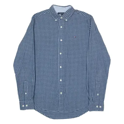 TOMMY HILFIGER Mens Shirt Blue Gingham Long Sleeve S