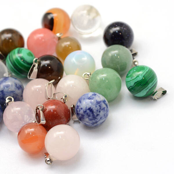 Round Natural & Synthetic Mixed Stone Pendants