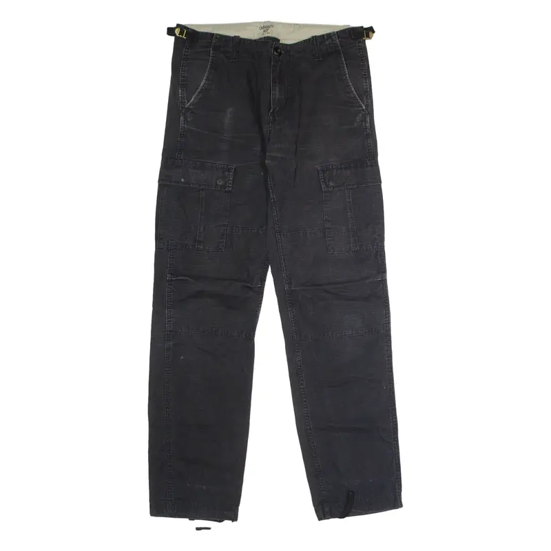 CARHARTT WIP Aviation Mens Canvas Trousers Black Relaxed Straight W30 L32