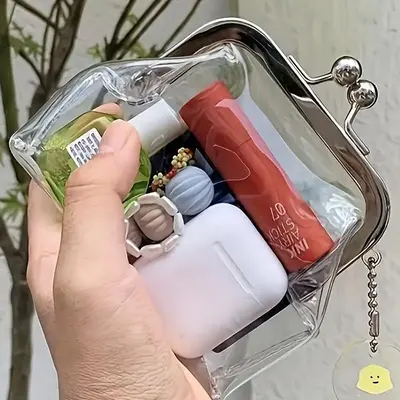 Clear Clip Bag, Portable Cute Storage Bag with Free Hanging Accessories, Earphone Storage Bag for Indoor Outdoor