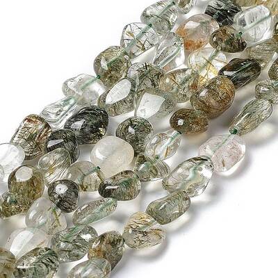 Natural Green Rutilated Quartz Beads Strands