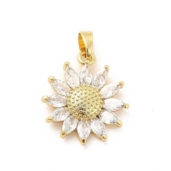 Brass Micro Pave Clear Cubic Zirconia Pendants