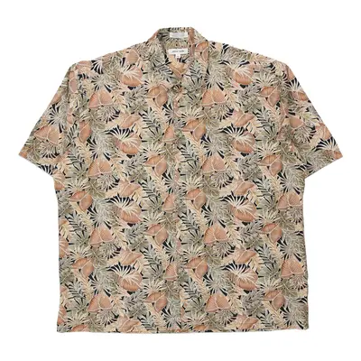 Pierre Cardin Floral Hawaiian Shirt - 2XL Beige Cotton