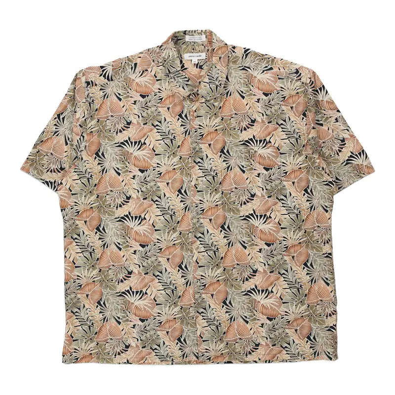 Pierre Cardin Floral Hawaiian Shirt - 2XL Beige Cotton