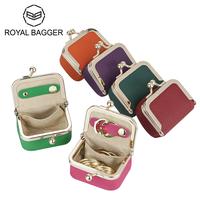 Royal Bagger Genuine Leather Mini Coin Purse, Solid Color Kiss Lock Change Pouch, Casual Style Small Storage Bag for Women 18...
