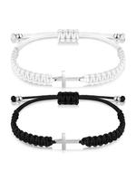 Unisex Street Style Cross Design Couple Strap Bracelet, 2 Counts/set Minimalist Drawstring Matching Bracelets, Fashionable A...