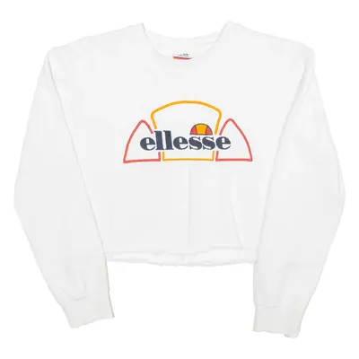 ELLESSE Crop Womens Sweatshirt White UK 10