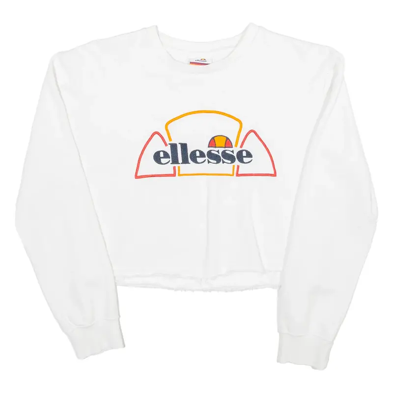 ELLESSE Crop Womens Sweatshirt White UK 10