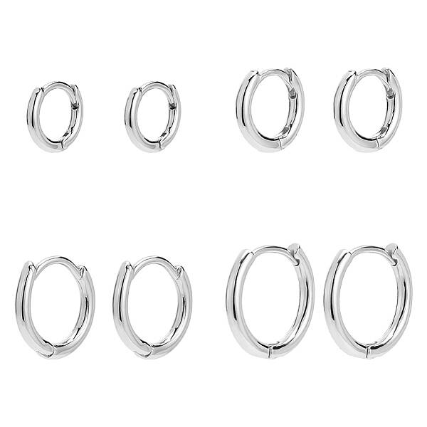 4Pairs 4 Styles Brass Huggie Hoop Earrings