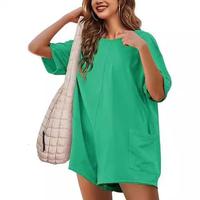 Women's Oversized Athletic Jumpsuit Casual Romper Overall Workout Tee Hot Short Romper